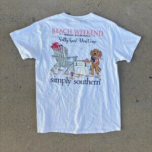 Simply Southern Collection Beach Weekend White Tee Shirt
